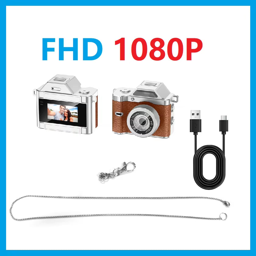 2026 FHD Retro Mini Keychain Camera Compact Thumb Pocket Digital Cam 1080P CCD Flash Magnetic Mount for Kids Travel Gift