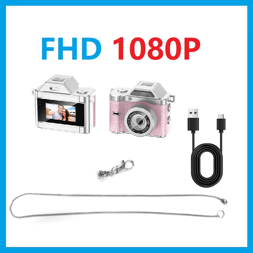 2026 FHD Retro Mini Keychain Camera Compact Thumb Pocket Digital Cam 1080P CCD Flash Magnetic Mount for Kids Travel Gift