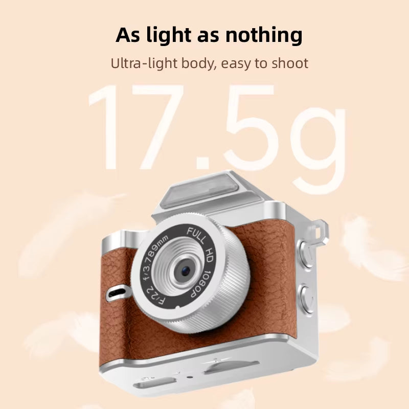 2026 FHD Retro Mini Keychain Camera Compact Thumb Pocket Digital Cam 1080P CCD Flash Magnetic Mount for Kids Travel Gift